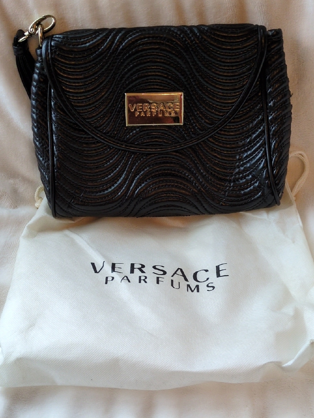 Black Versace Parfums Wristlet Bag